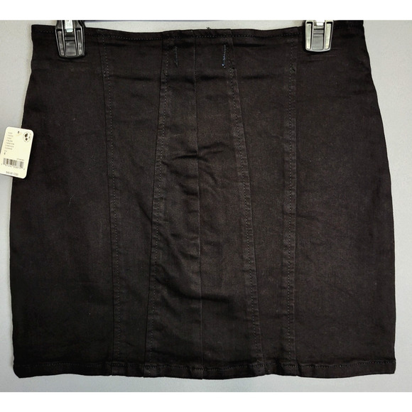 Free People We The Free Denim Mini Skirt Womens 4 Black Jean Full Front Zip New - Picture 10 of 12